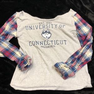 vintage UConn Huskies off the shoulder shirt